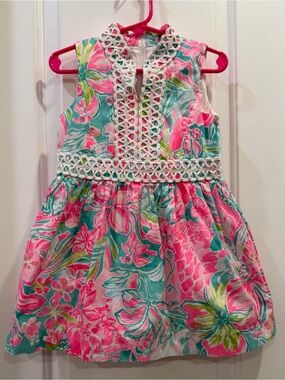 Lilly Pulitzer Girls Mini Franci Dress Tropical Floral Size 4
